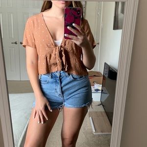 Lottie Moss Tie-Front Polka Dot Blouse